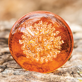 orange Bob Rock memorial artistic black glass with ash