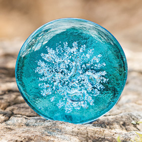 turquoise Bob Rock memorial artistic black glass with ash