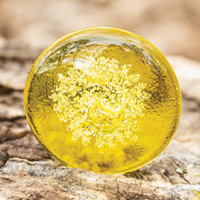 yellow Bob Rock memorial artistic black glass with ash